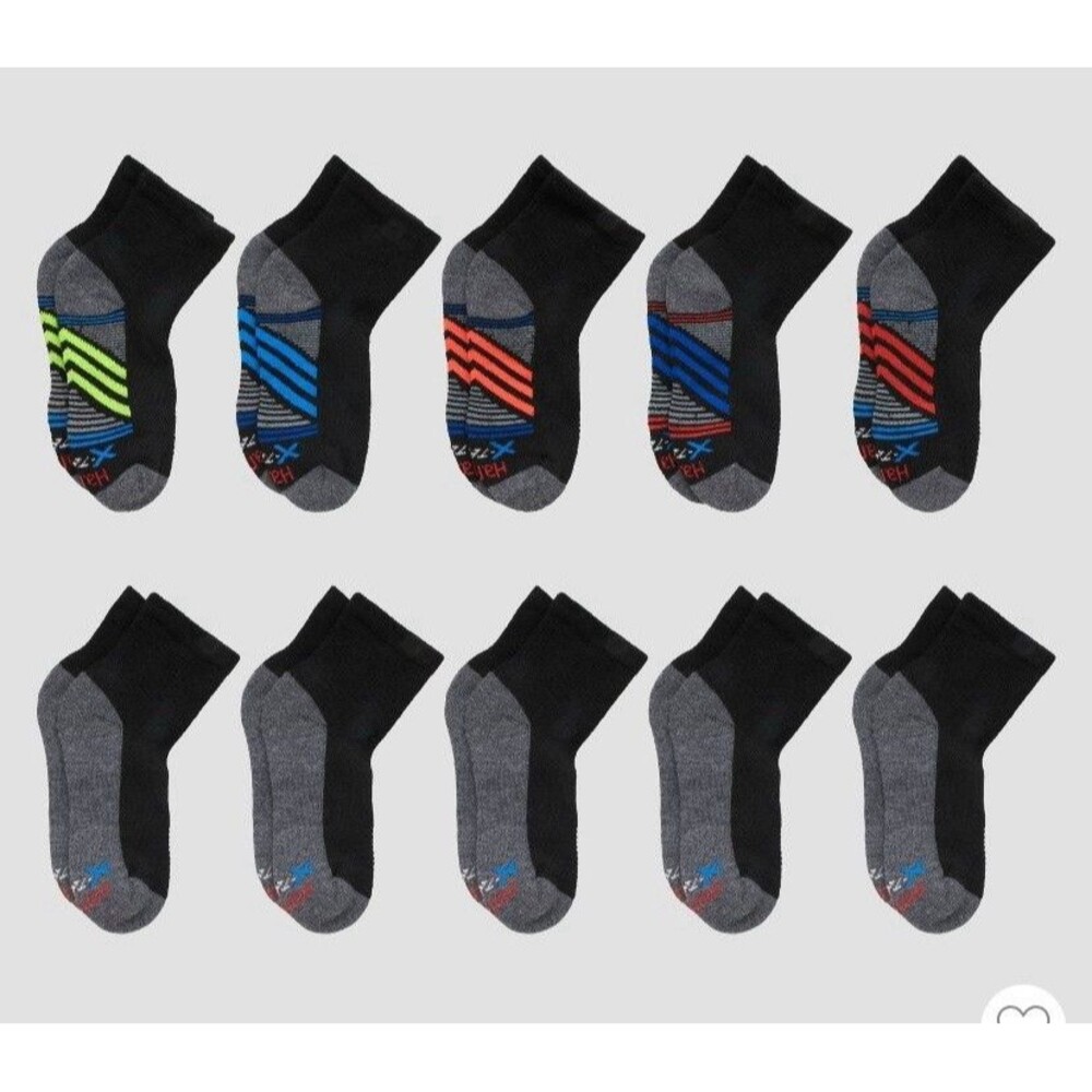 Hanes Boys' 10pk Premium Ankle Athletic Socks Size S